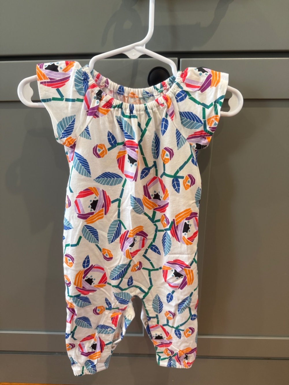 Tea Collection White Romper with Multicolor Floral Print